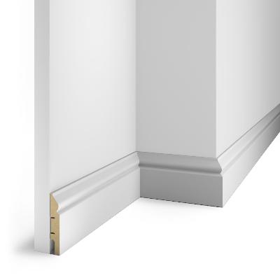 Напольный плинтус МДФ AP05 белый, под покраску