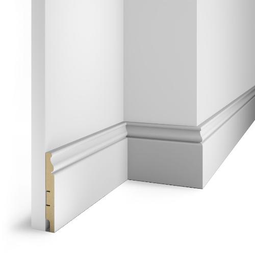 Напольный плинтус МДФ AP77 белый, под покраску 