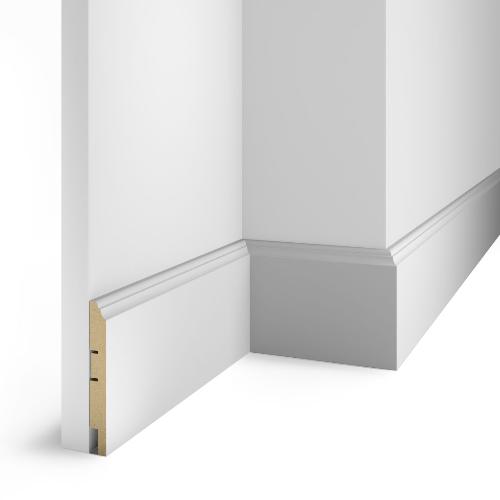 Напольный плинтус МДФ AP79 белый, под покраску 