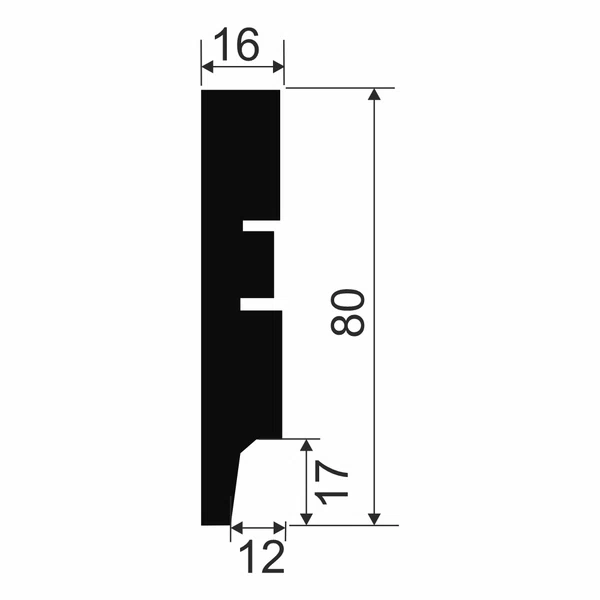 Напольный плинтус МДФ AP79 белый, под покраску 