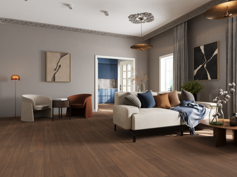 Ламинат EverSense Classic 8/34 Aqua+ Дуб Каселла коричневый 