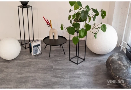 Кварцвиниловая плитка VINILAM Ceramo Stone Glue Цемент Серый 